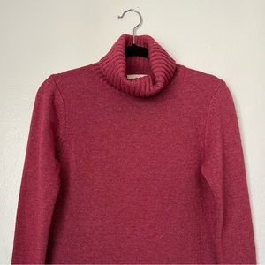 Merino Wool Cashmere Blend Mauve Pink Turtle Neck Sweater Women's Medium